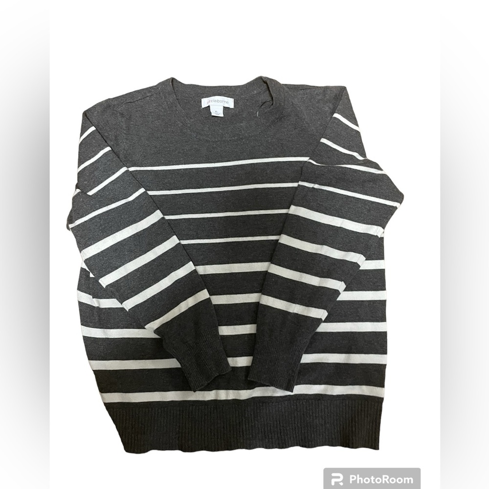 Liz Claiborne Womens Crew Neck Long Sleeve Striped Pullover Sweater Size XL